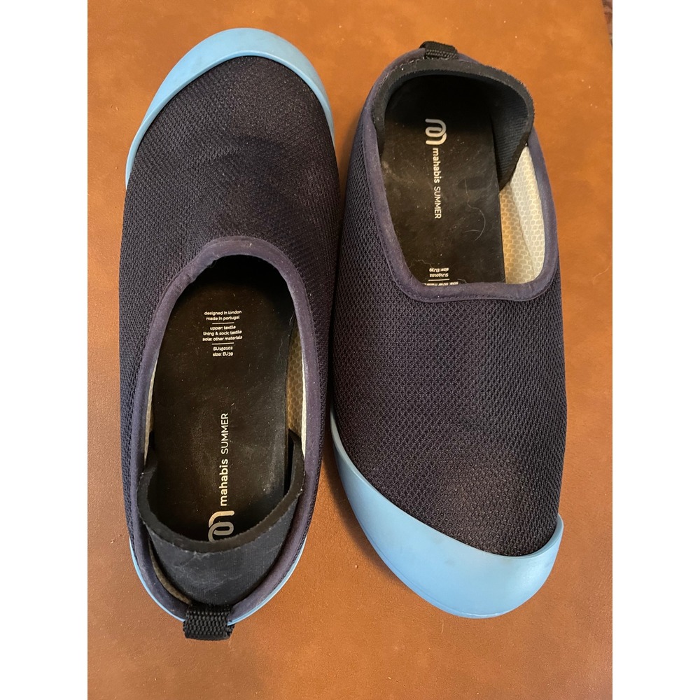 Mahabis Summer Slippers Navy Blue Light Blue Sole Slip On Shoes EU 39 US 8-8.5